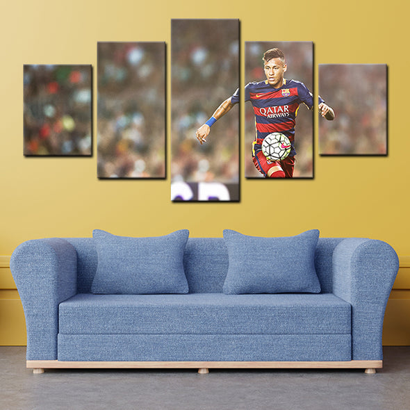 5 piece split canvas art FC Barcelona Neymar framed prints decor picture-1231 (2)