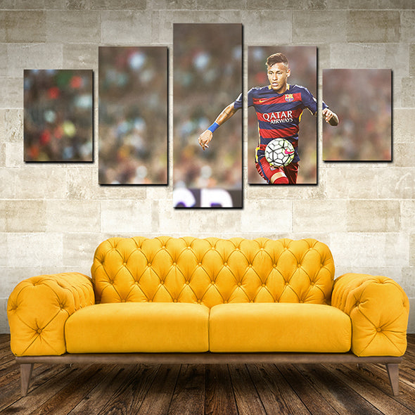 5 piece split canvas art FC Barcelona Neymar framed prints decor picture-1231 (3)
