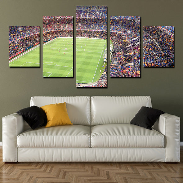 5 piece split canvas art FC Barcelona football field decor picture-1211 (2)