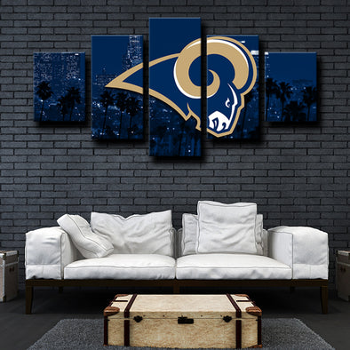 5 piece split canvas art Rams logo crest framed prints decor picture-1216 (1)