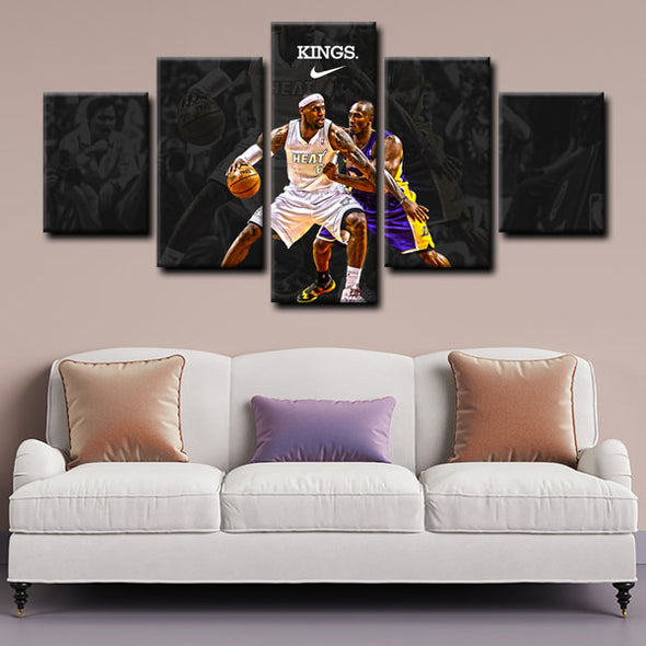 5 piece split canvas art framed prints Kobe Bryant And LeBron James decor picture1229 (1)