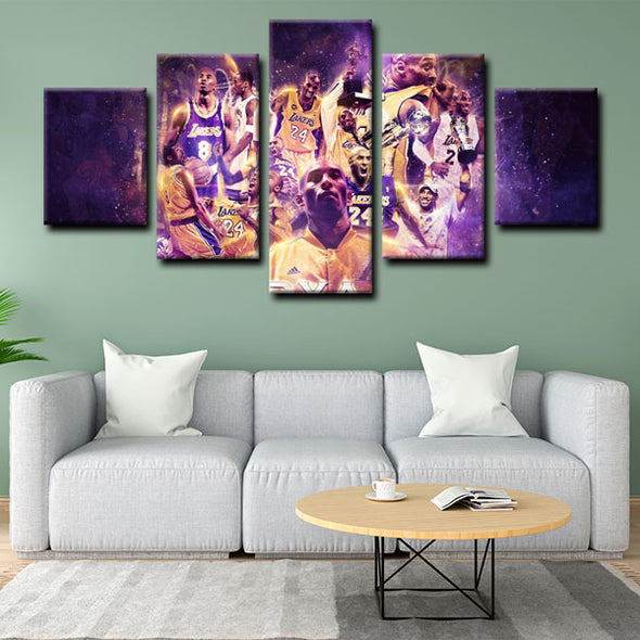 5 piece split canvas art framed prints Kobe Bryant decor picture1228 (3)