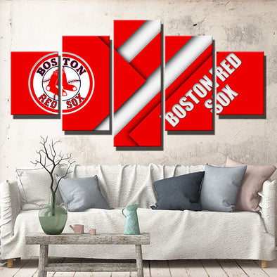 5 piece wall ar framed prints Red Sox Red and white art wall picture-50011 (1)