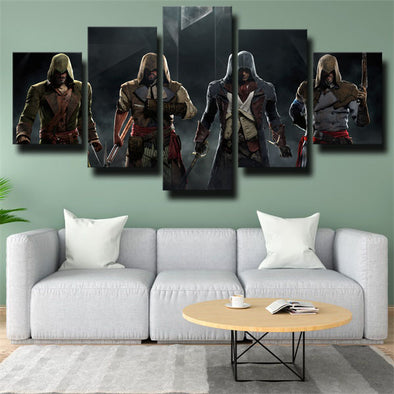5 piece wall art canvas prints Assassin Unity live room decor-1207 (1)