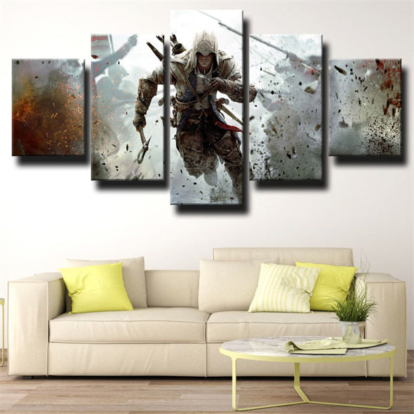 5 piece wall art canvas prints Assassin's Creed III decor picture-1205 (1)