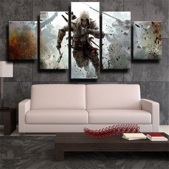 5 piece wall art canvas prints Assassin's Creed III decor picture-1205 (2)