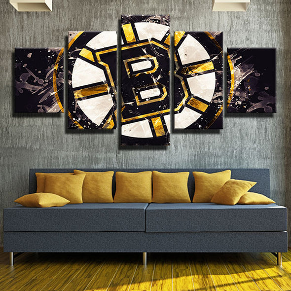 5 piece wall art canvas prints B's stain bling logo live room decor-1207 (2)