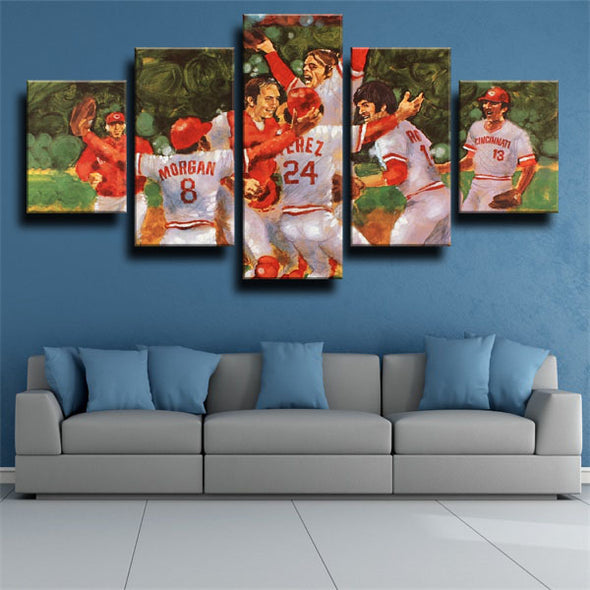 5 piece wall art canvas prints Big Red Machine all team home decor-1205 (2)