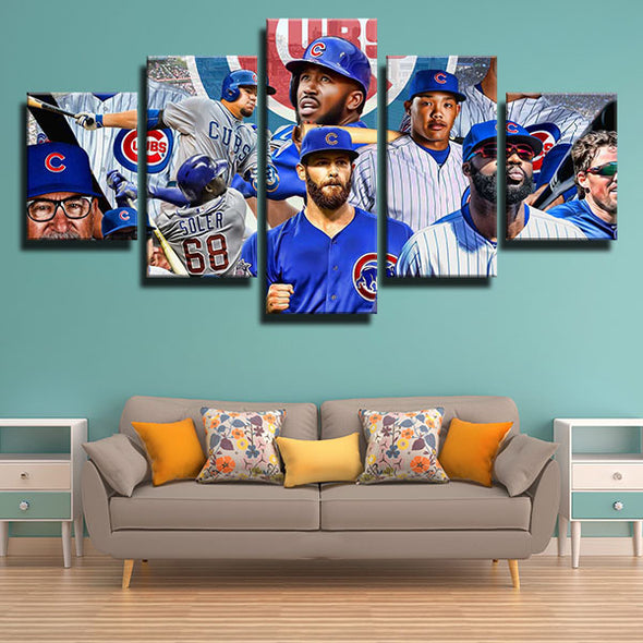 5 piece wall art canvas prints CCubs MLB All team Boys in Blue decor picture-1201 (1)