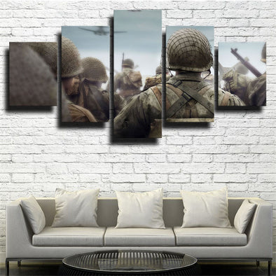 5 piece wall art canvas prints Call of duty WWII live room decor-1206 (1)