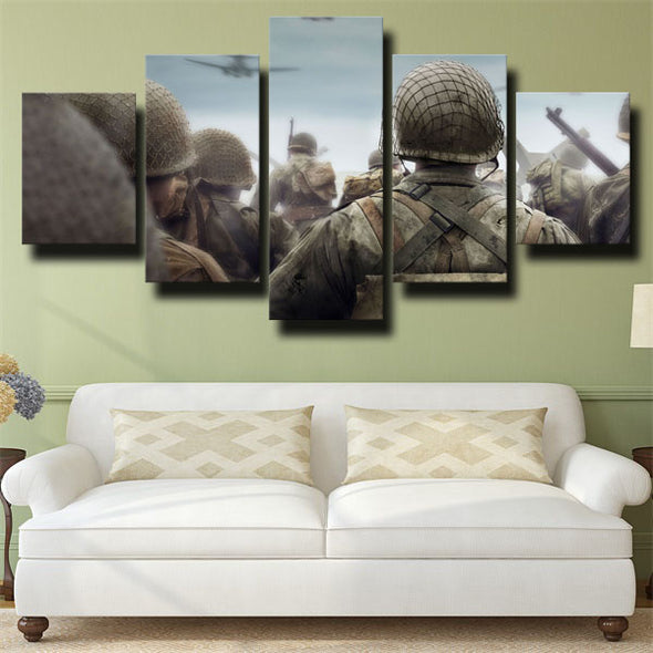 5 piece wall art canvas prints Call of duty WWII live room decor-1206 (2)