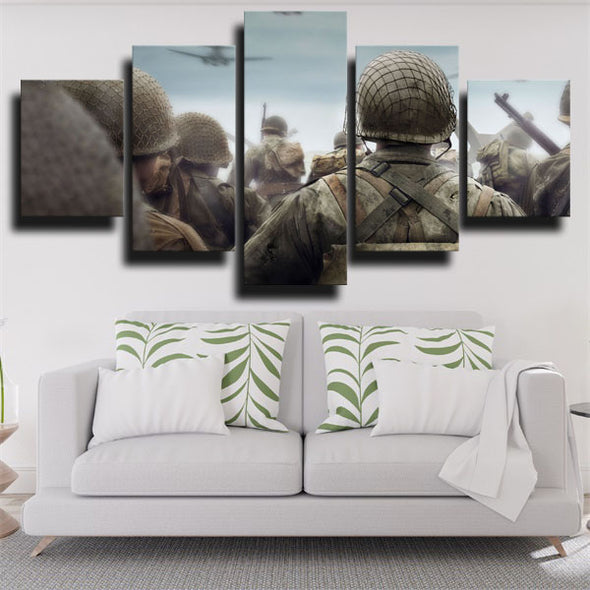 5 piece wall art canvas prints Call of duty WWII live room decor-1206 (3)