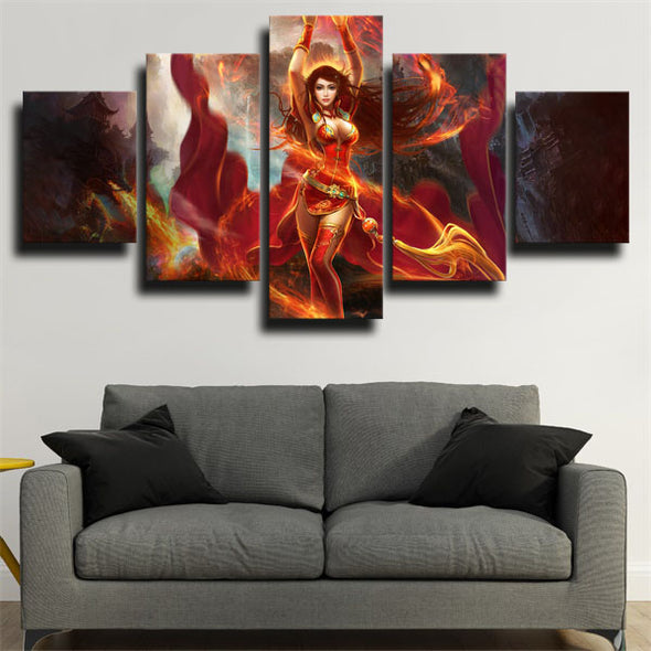 5 piece wall art canvas prints DOTA 2 Lina home decor-1354 (3)