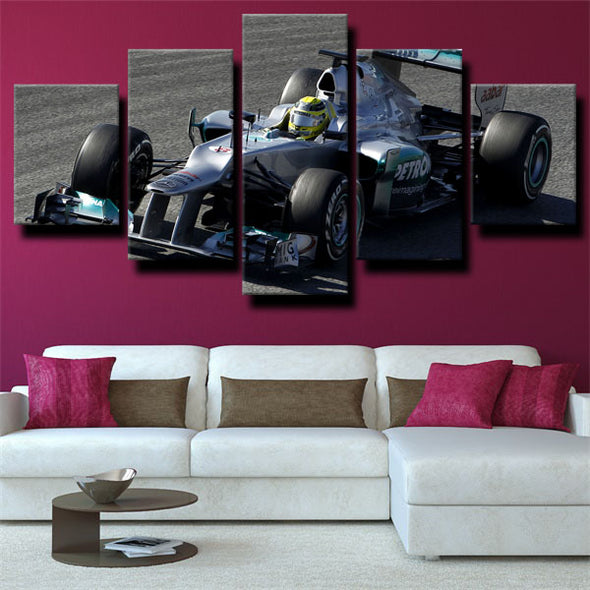 5 piece wall art canvas prints Formula 1 Car Mercedes AMG wall picture-1200 (1)