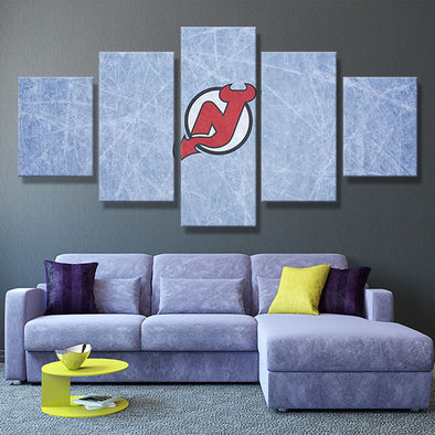 5 piece wall art canvas prints Jersey's Team Blue ice long wall decor-1008 (1)