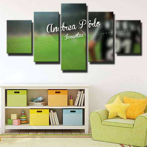 5 piece wall art canvas prints Juve Pirlo green lawn live room decor-1346 (3)