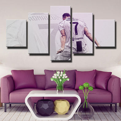 5 piece wall art canvas prints Juve pink CR7 Silhouette home decor-1287 (1)