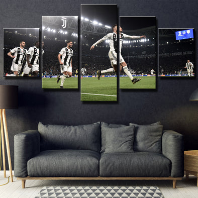 5 piece wall art canvas prints Juve players happy live room decor-1358 (1)