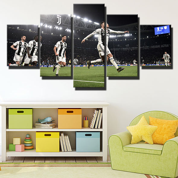 5 piece wall art canvas prints Juve players happy live room decor-1358 (3)