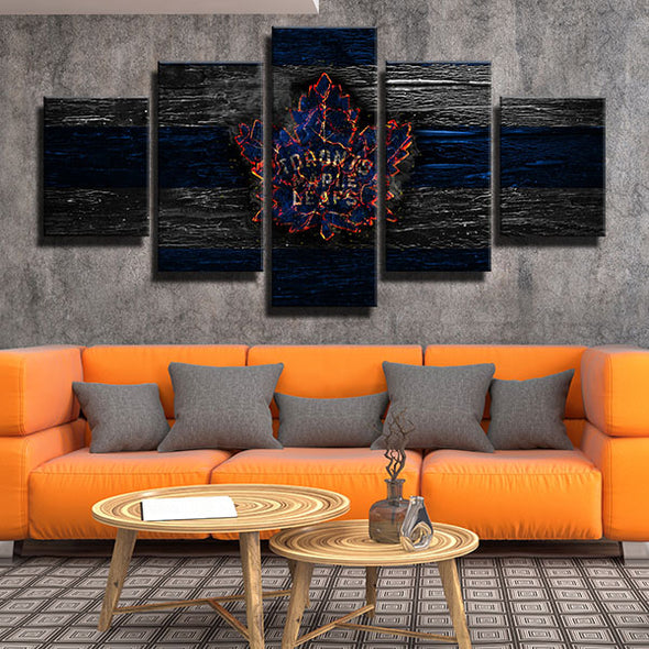 5 piece wall art canvas prints Leafers Burn logo live room decor-1236 (2)