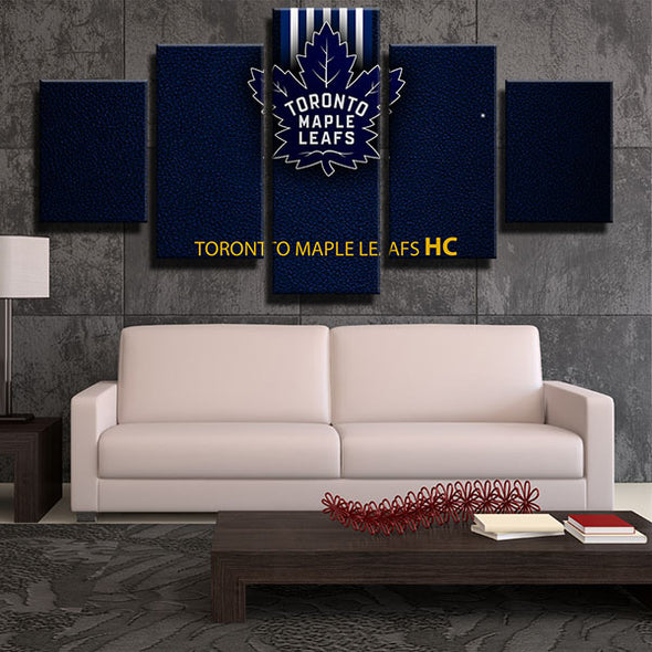 5 piece wall art canvas prints Leafs Blue leather logo live room decor-1208 (1)