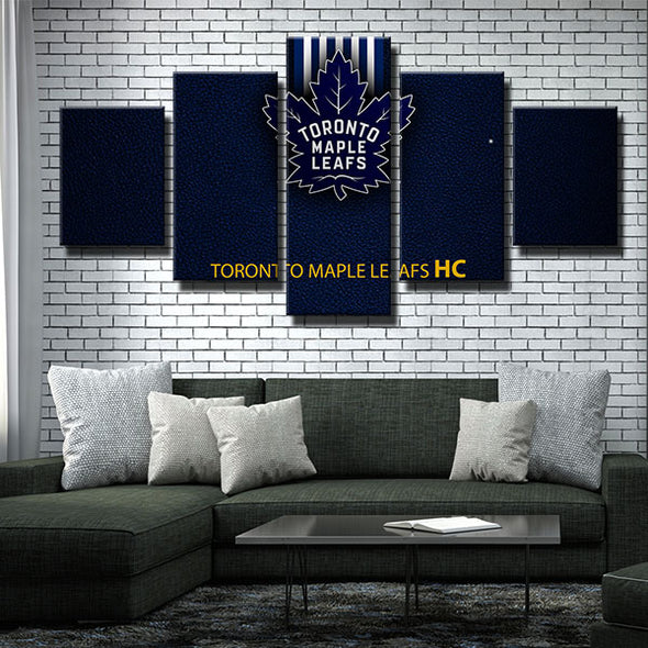 5 piece wall art canvas prints Leafs Blue leather logo live room decor-1208 (2)