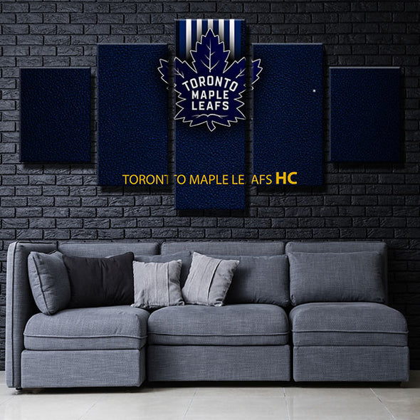 5 piece wall art canvas prints Leafs Blue leather logo live room decor-1208 (4)