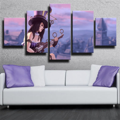 5 piece wall art canvas prints League Legends Caitlyn live room decor-1200 (1)