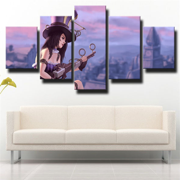 5 piece wall art canvas prints League Legends Caitlyn live room decor-1200 (2)