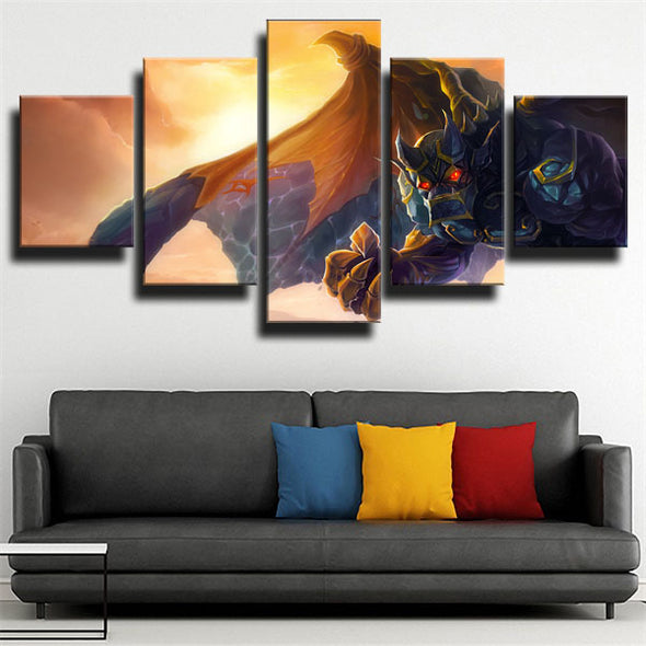 5 piece wall art canvas prints League Of Legends Galio decor picture-1200 (3)