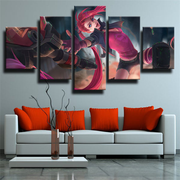 5 piece wall art canvas prints League Of Legends Jinx decor picture-1200 (3)