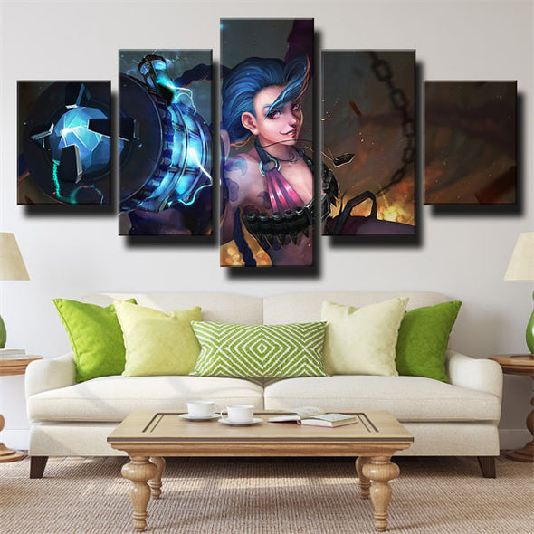 5 piece wall art canvas prints League Of Legends Jinx wall picture-1200 (1)