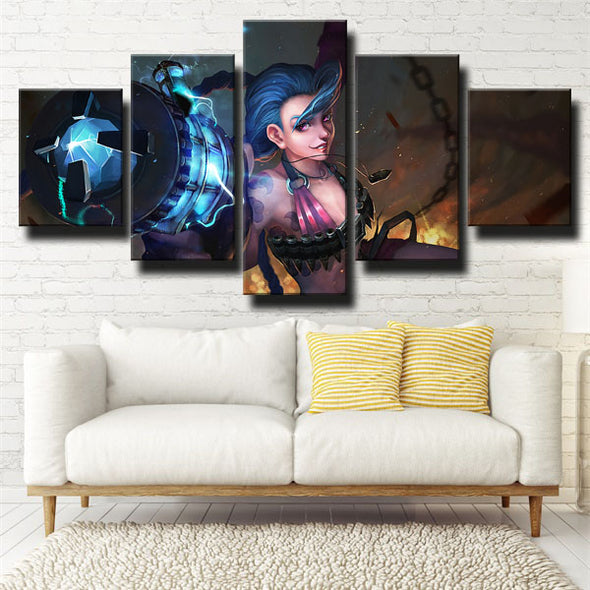 5 piece wall art canvas prints League Of Legends Jinx wall picture-1200 (3)