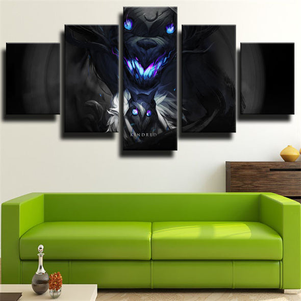5 piece wall art canvas prints League Of Legends Kindred wall picture-1200 (2)