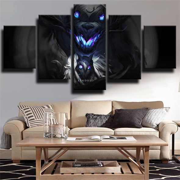 5 piece wall art canvas prints League Of Legends Kindred wall picture-1200 (3)