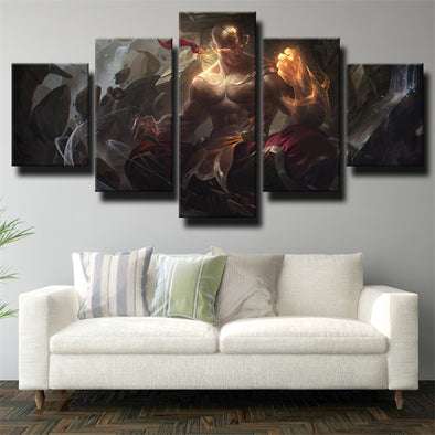 5 piece wall art canvas prints League Of Legends Lee Sin home decor-1200 (1)
