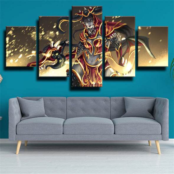 5 piece wall art canvas prints League of Legends Shyvana home decor-1200 (3)