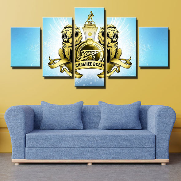 5 piece wall art canvas prints Lvy gold and blue live room decor-1214 (1)