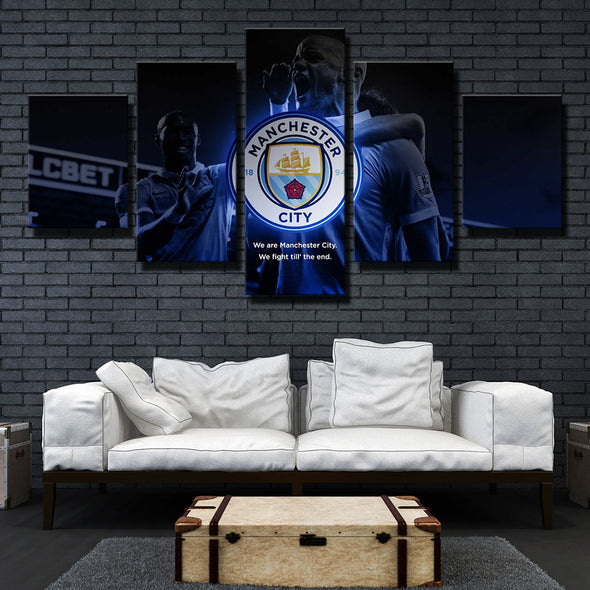 5 piece wall art canvas prints MCFC fight till the end decor picture-1235 (1)
