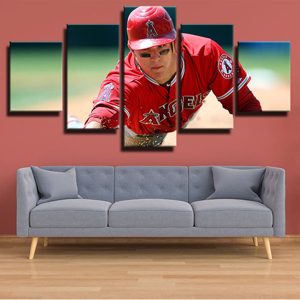 5 piece wall art canvas prints MLB LA Aange Mike Trout decor picture-1219 (3)