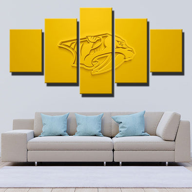 5 piece wall art canvas prints Mustard Cats yellow 3d decor picture-1207 (1)