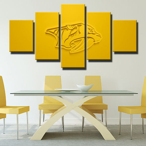 5 piece wall art canvas prints Mustard Cats yellow 3d decor picture-1207 (4)