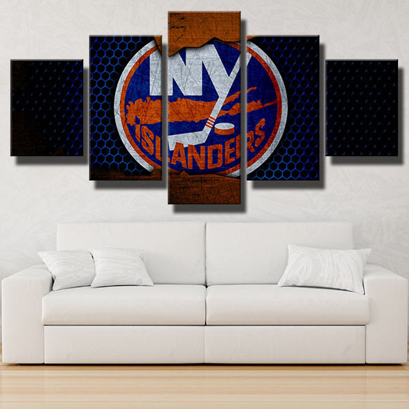 5 piece wall art canvas prints NY Islanders New badge live room decor-1201 (1)