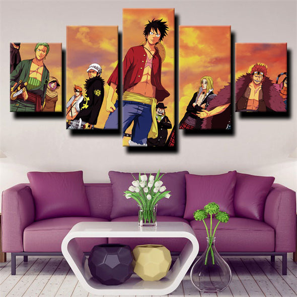 5 piece wall art canvas prints One Piece Monkey D. Luffy home decor-1200 (1)