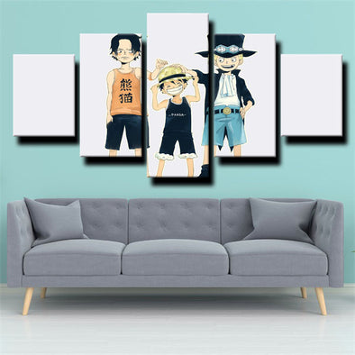5 piece wall art canvas prints One Piece Portgas D. Ace decor picture-1200 (1)