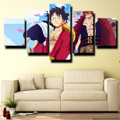 5 piece wall art canvas prints One Piece Straw Hat Luffy decor picture-1200 (1)