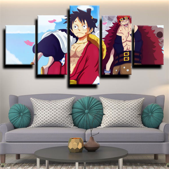 5 piece wall art canvas prints One Piece Straw Hat Luffy decor picture-1200 (3)