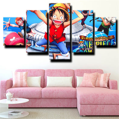5 piece wall art canvas prints One Piece Straw Hat Luffy wall picture-1200 (1)