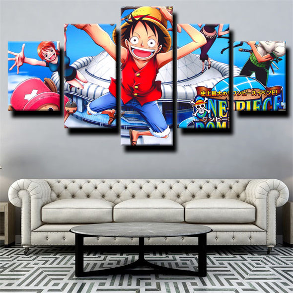 5 piece wall art canvas prints One Piece Straw Hat Luffy wall picture-1200 (2)