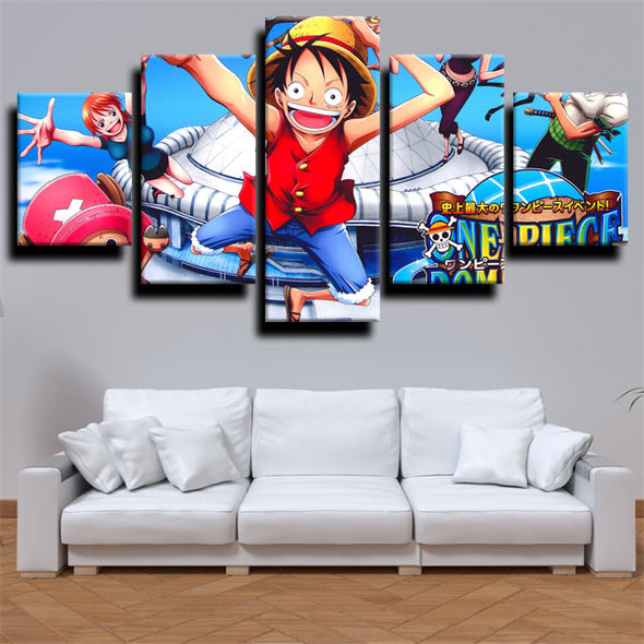 5 piece wall art canvas prints One Piece Straw Hat Luffy wall picture-1200 (3)
